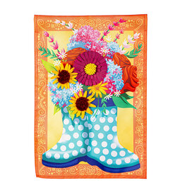 Evergreen Enterprises Floral Rain Boots Applique Garden Flag