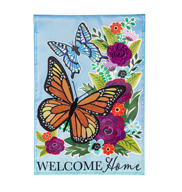 Evergreen Enterprises Welcome Home Butterflies Applique Garden Flag
