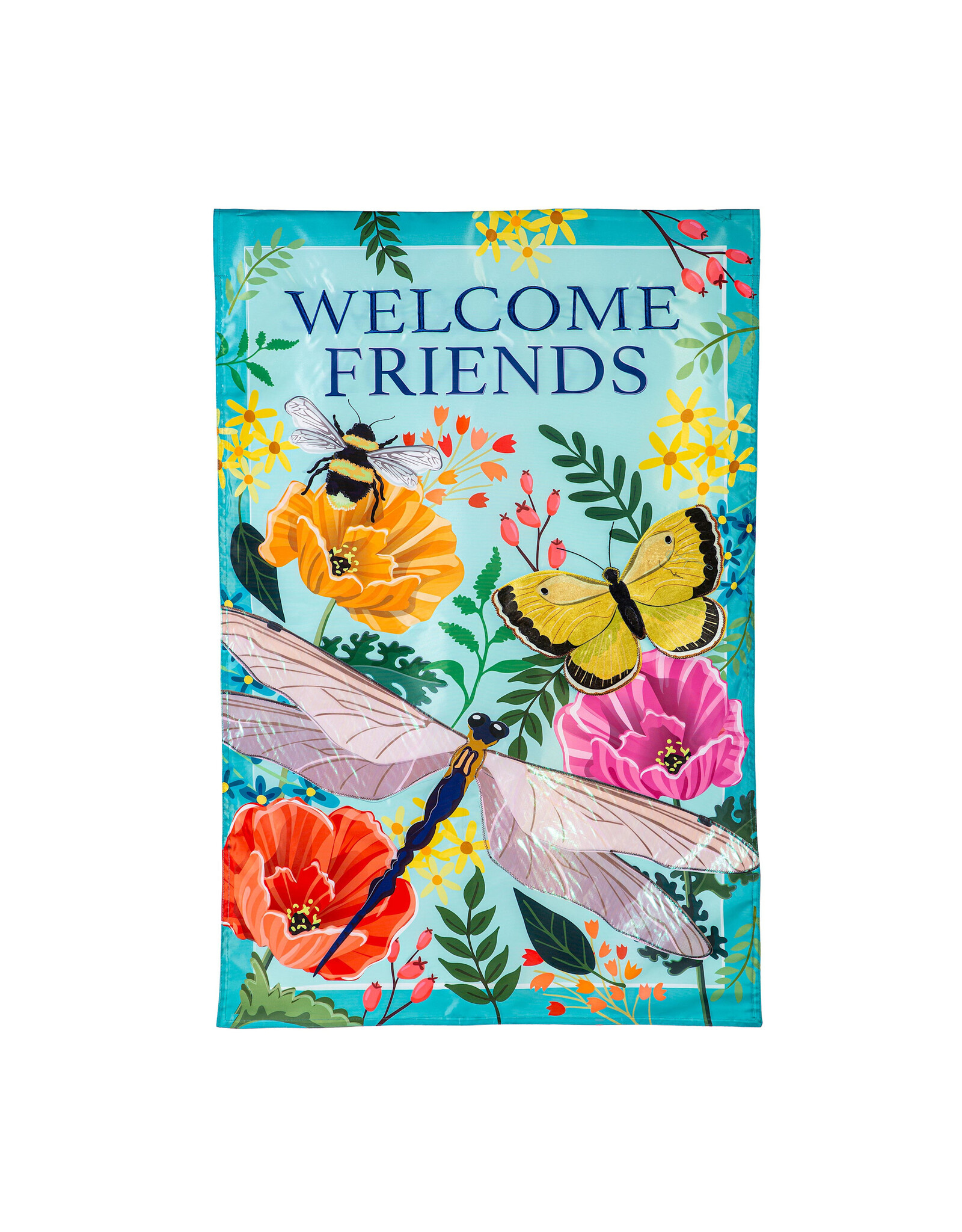 Evergreen Enterprises Greenhouse Garden Welcome Friends Applique House Flag
