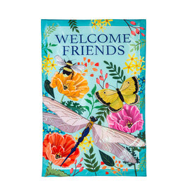 Evergreen Enterprises Greenhouse Garden Welcome Friends Applique House Flag