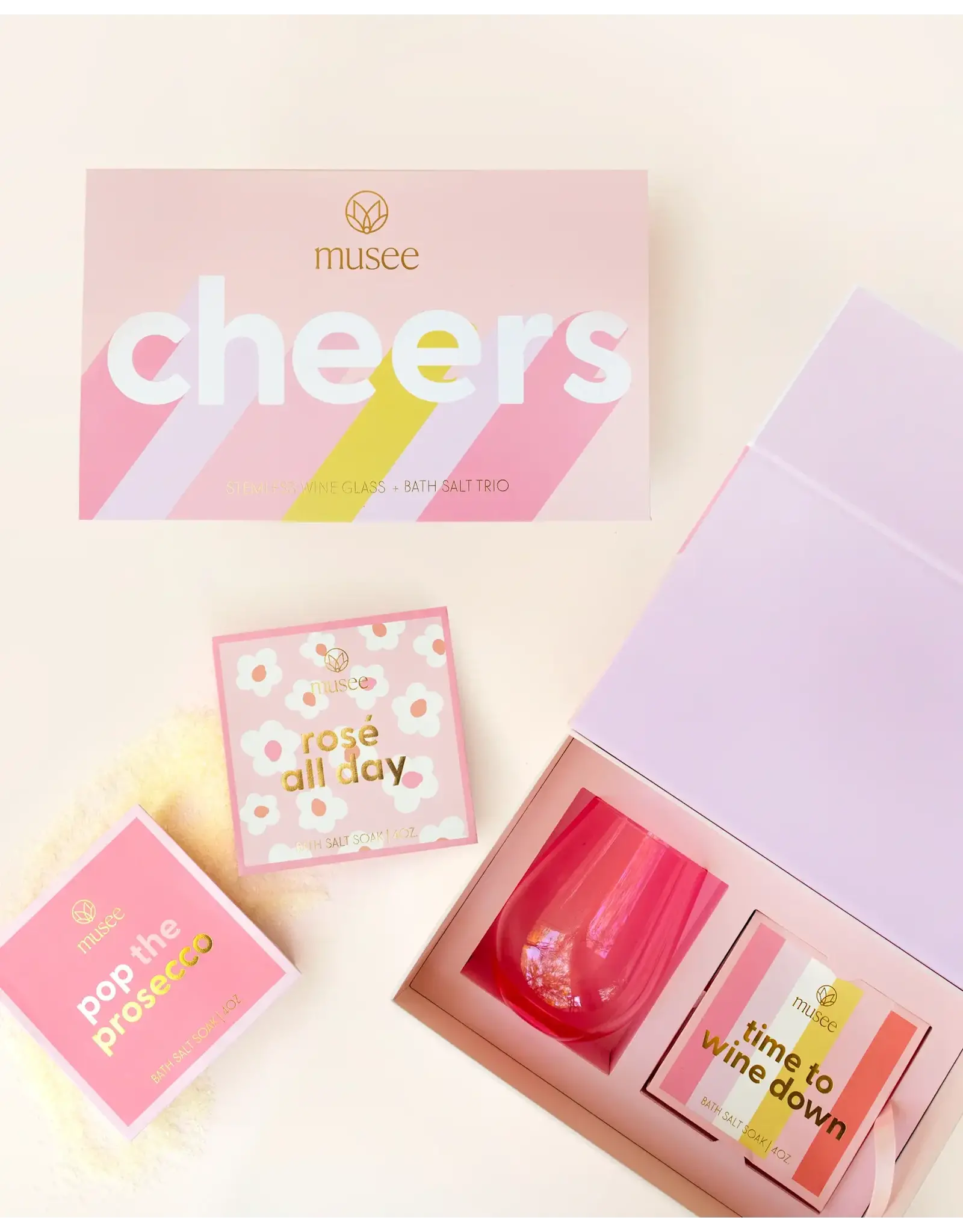 MUSEE BATH Cheers Wine Glass & Salt Box