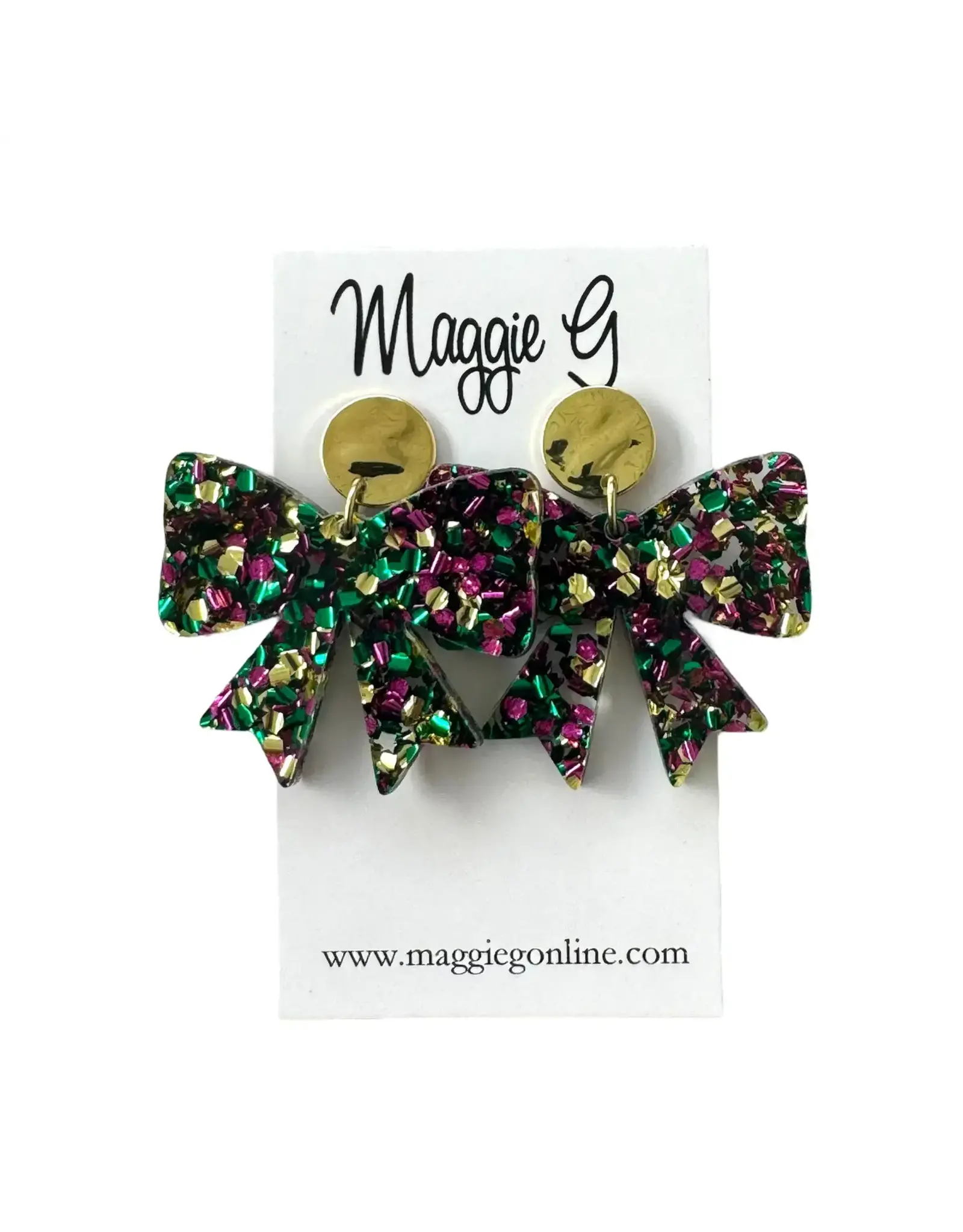 Maggie G/Faire Mardi Gras Bow Earrings