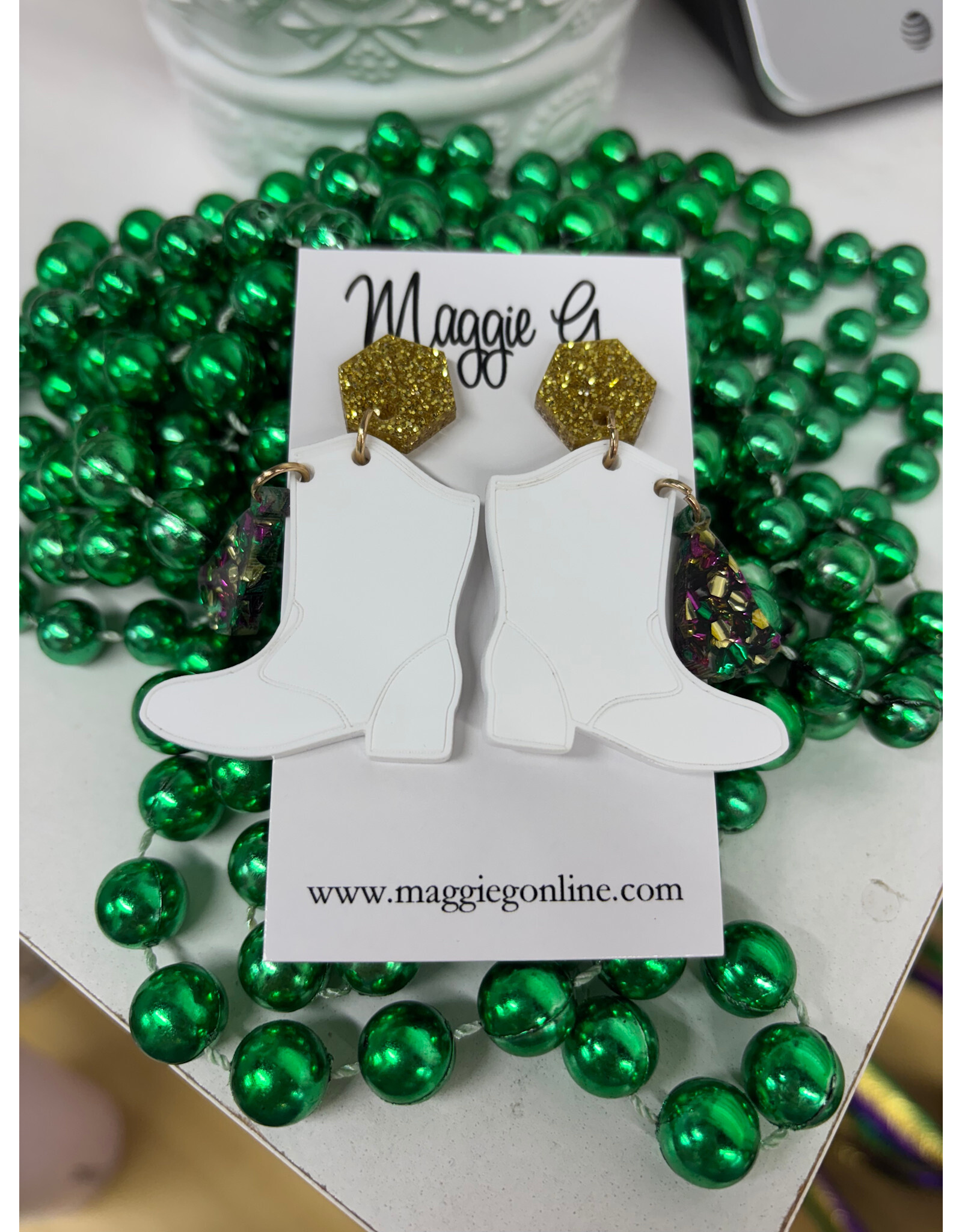 Maggie G/Faire Mardi Gras Marching Boot Earrings