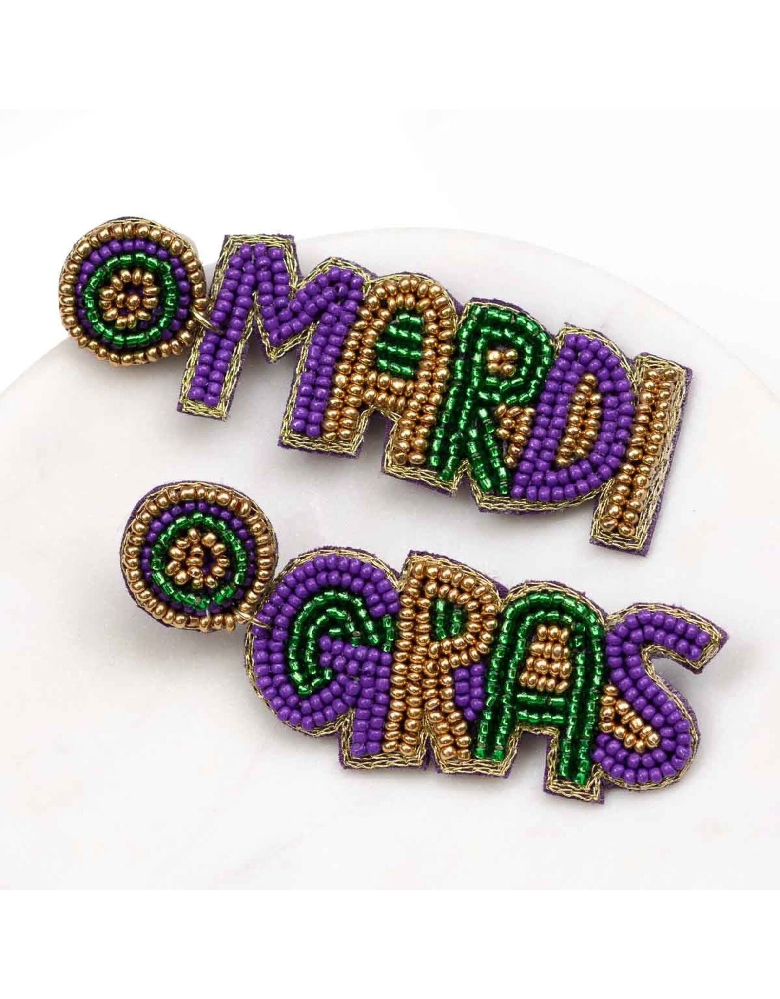 The Royal Standard Poydras Mardi Gras Beaded Earrings