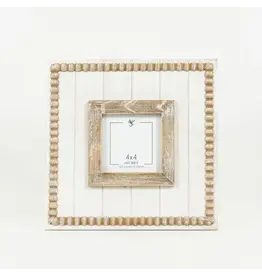 Adams & Co. Wood Beaded Photo Frame