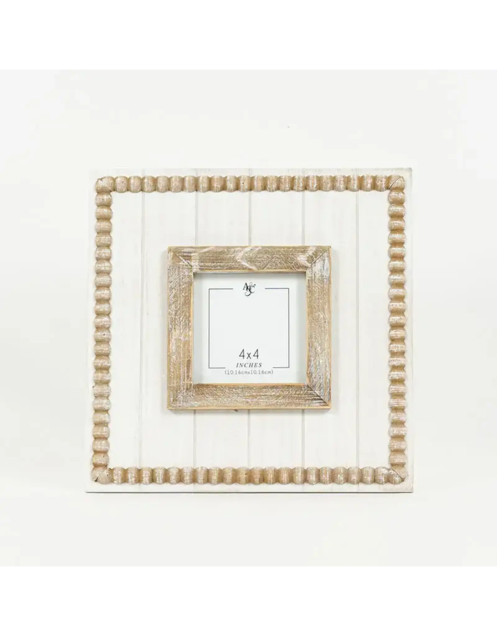 Adams & Co. Wood Beaded Photo Frame