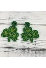 SongLily/Faire Beaded Shamrock Earrings Green