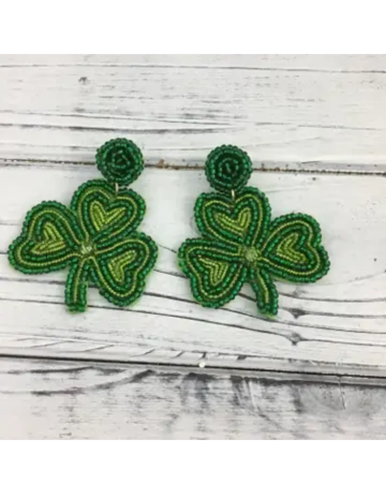 SongLily/Faire Beaded Shamrock Earrings Green