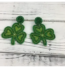 SongLily/Faire Beaded Shamrock Earrings Green
