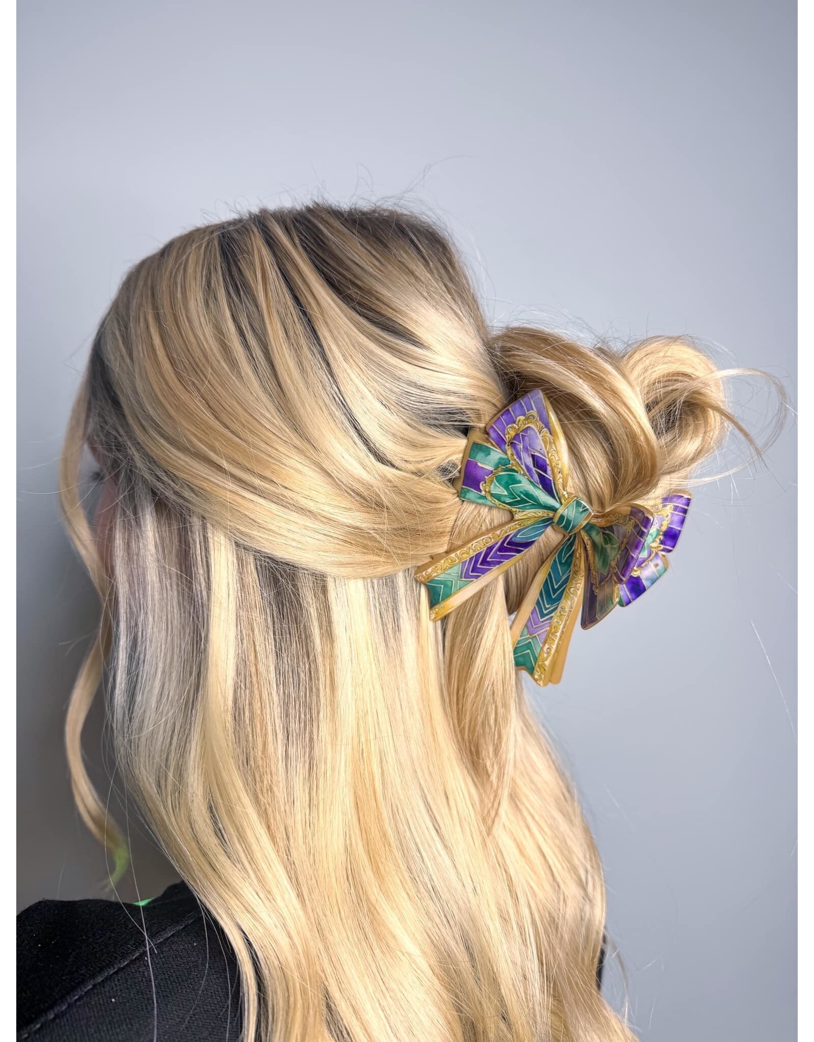 La Luna Belle Mardi Gras Bow Claw Clip