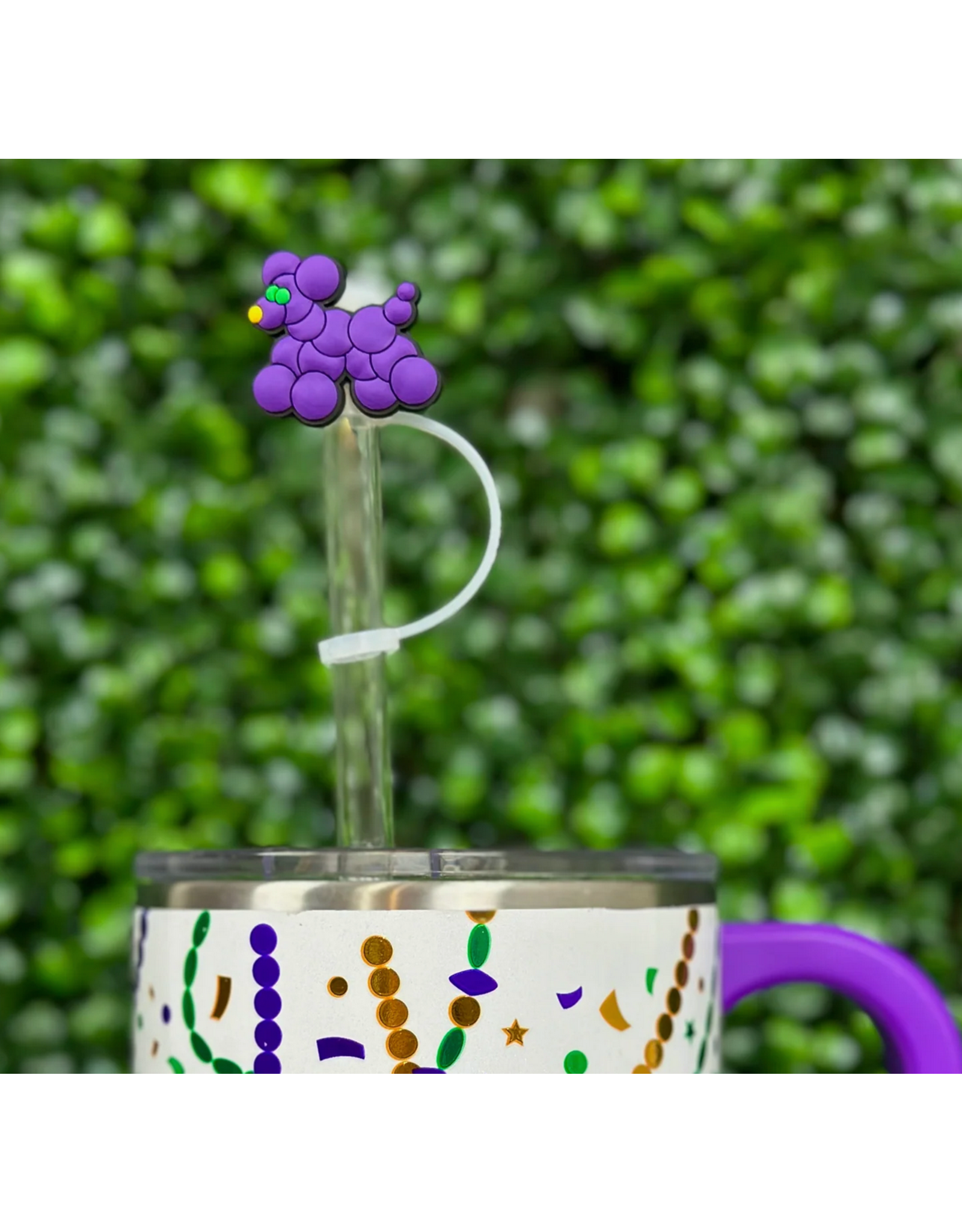 La Luna Belle Purple Bead Dog Straw Topper