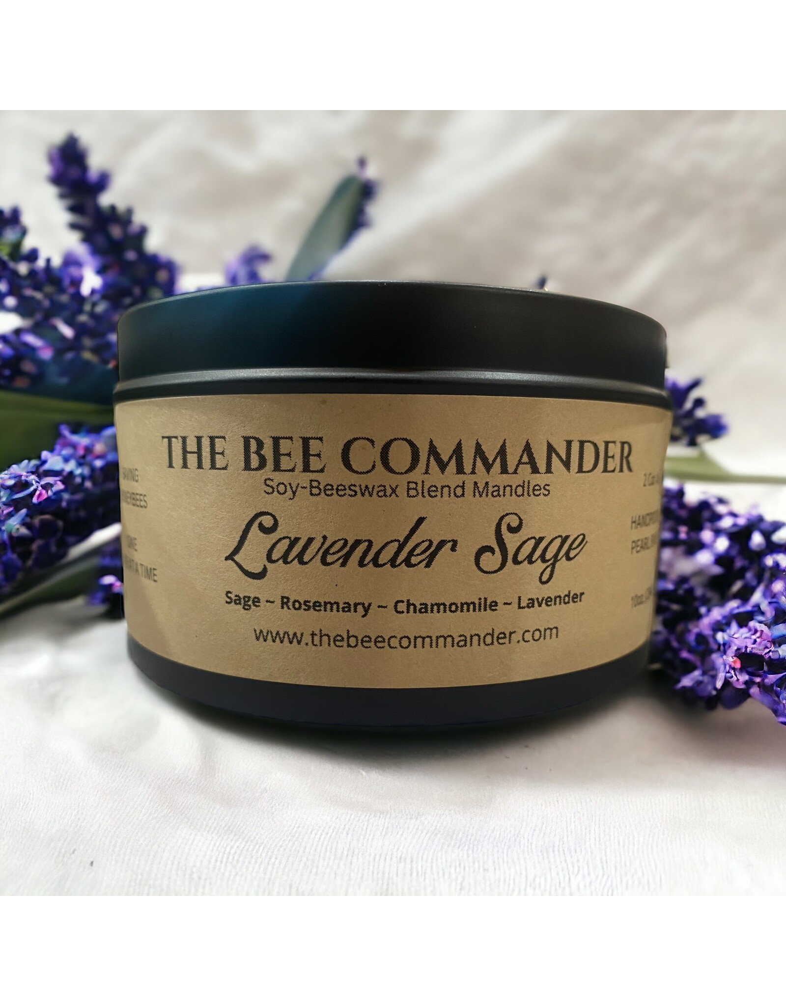 The Bee Commander Lavender Sage Soy/Beeswax Candle