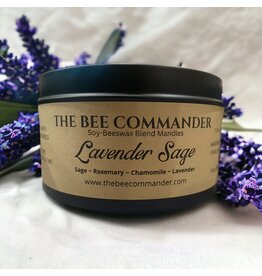 The Bee Commander Lavender Sage Soy/Beeswax Candle