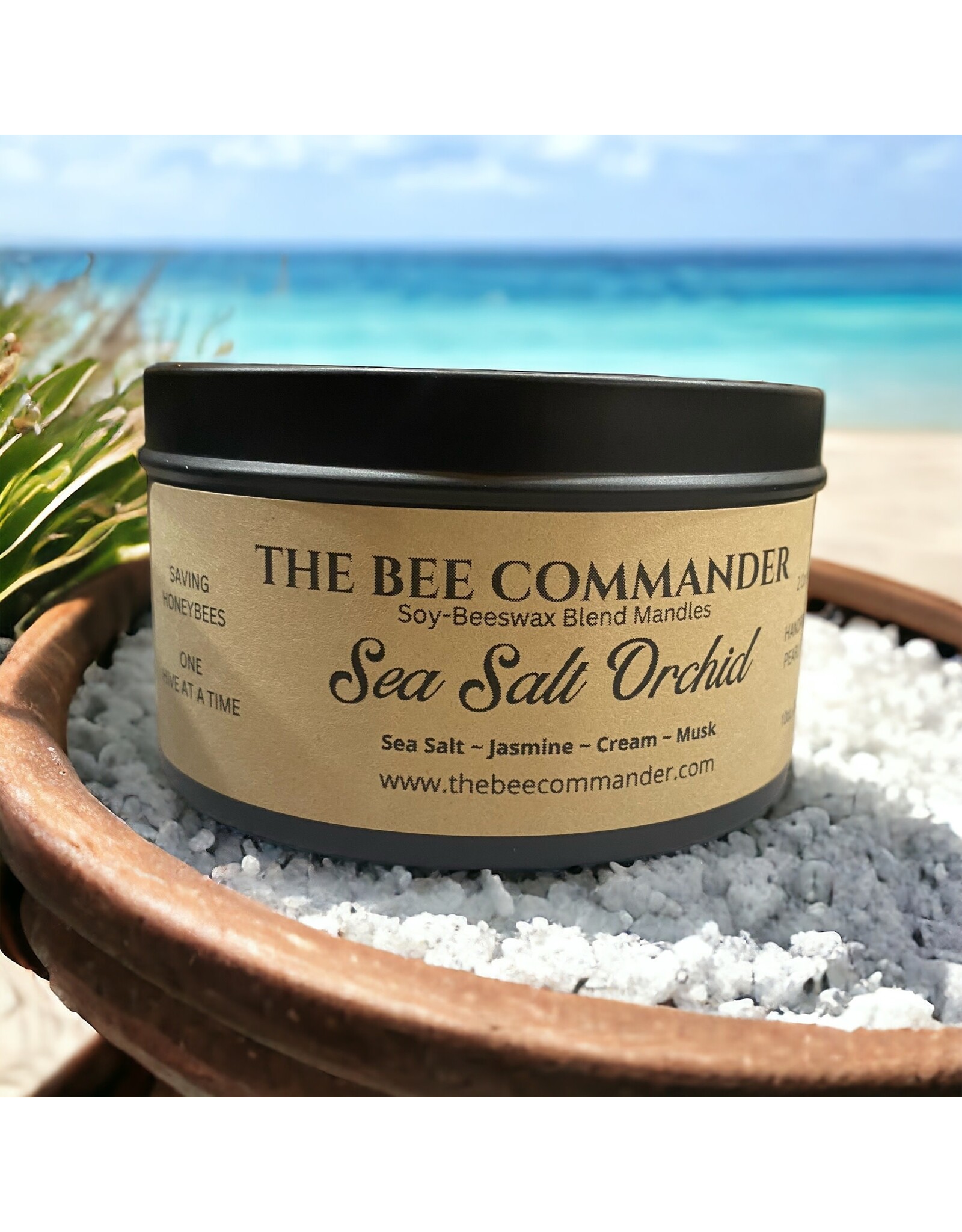 The Bee Commander Sea Salt Orchid Soy/Beeswax Candle