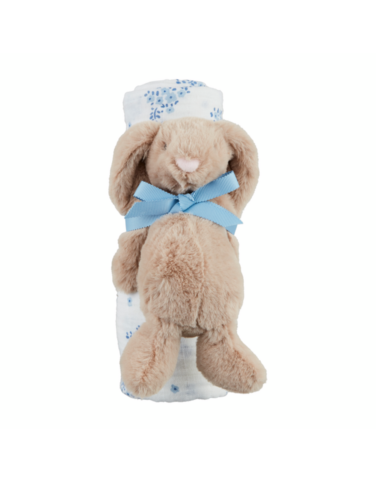 Mud Pie Ditsy Floral Swaddle & Bunny Rattle Set