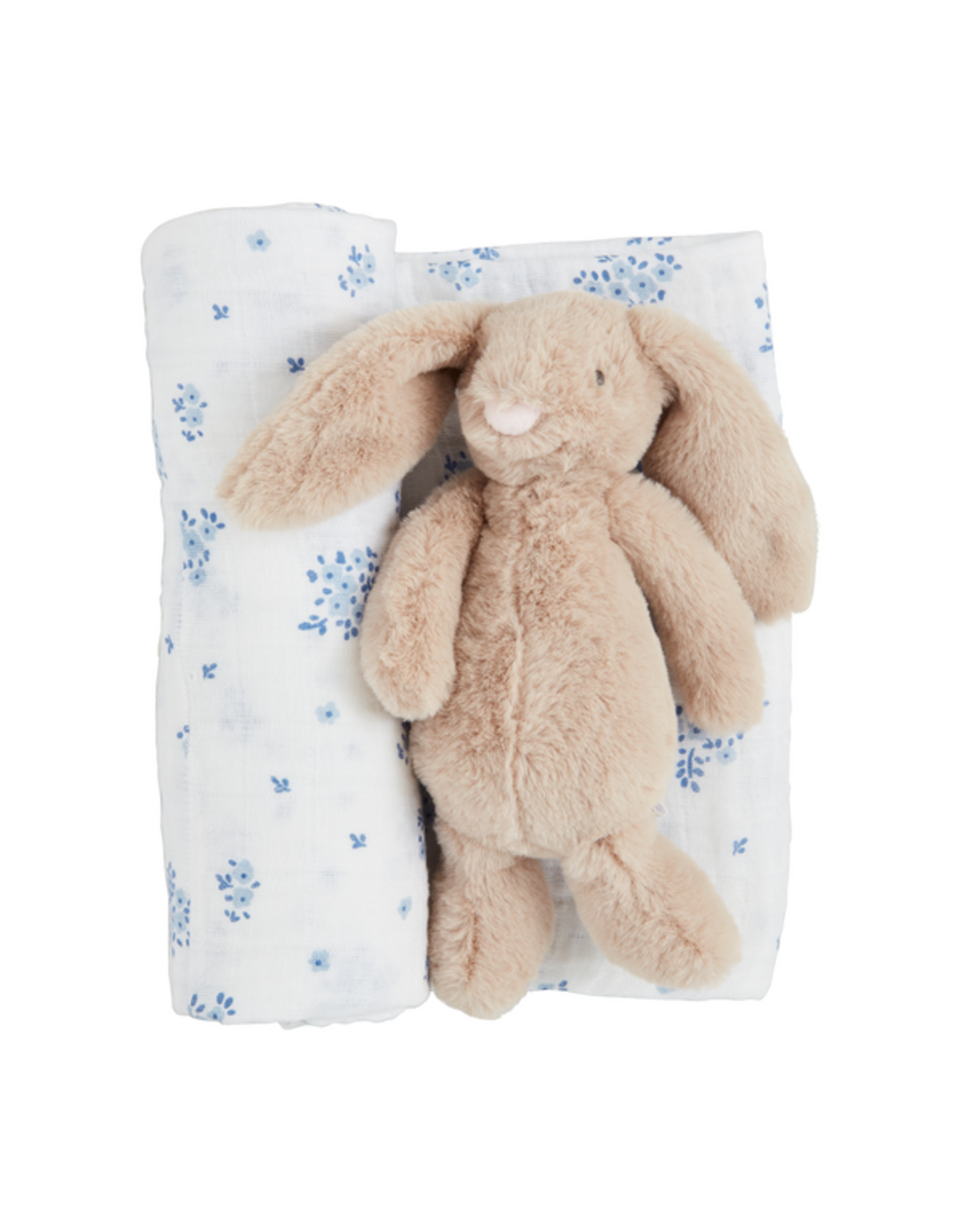 Mud Pie Ditsy Floral Swaddle & Bunny Rattle Set