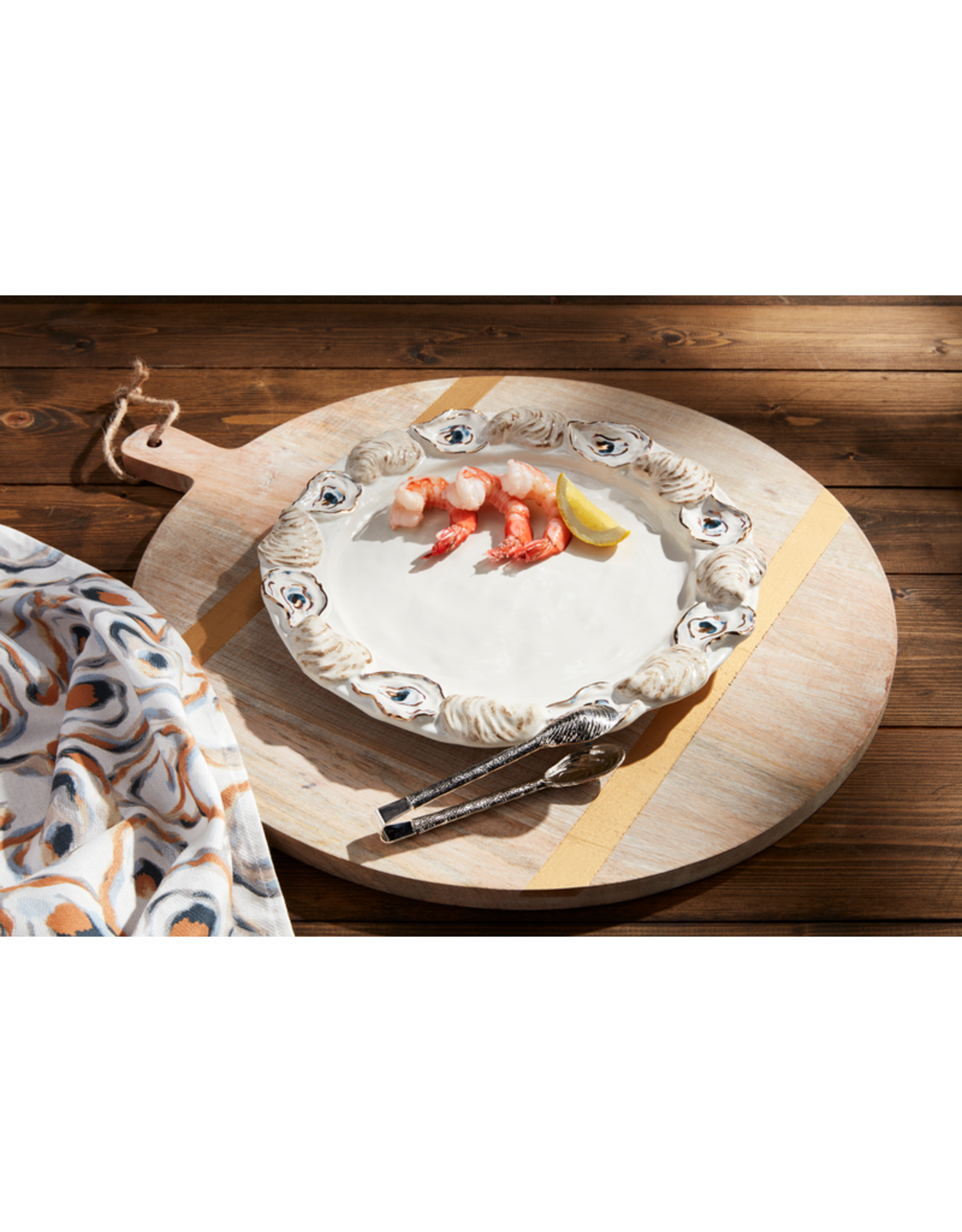 Mud Pie Oyster Round Platter Set