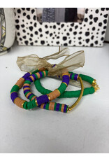 MM Custom Creations 3 Stack Mardi Gras Bracelets -Lrg