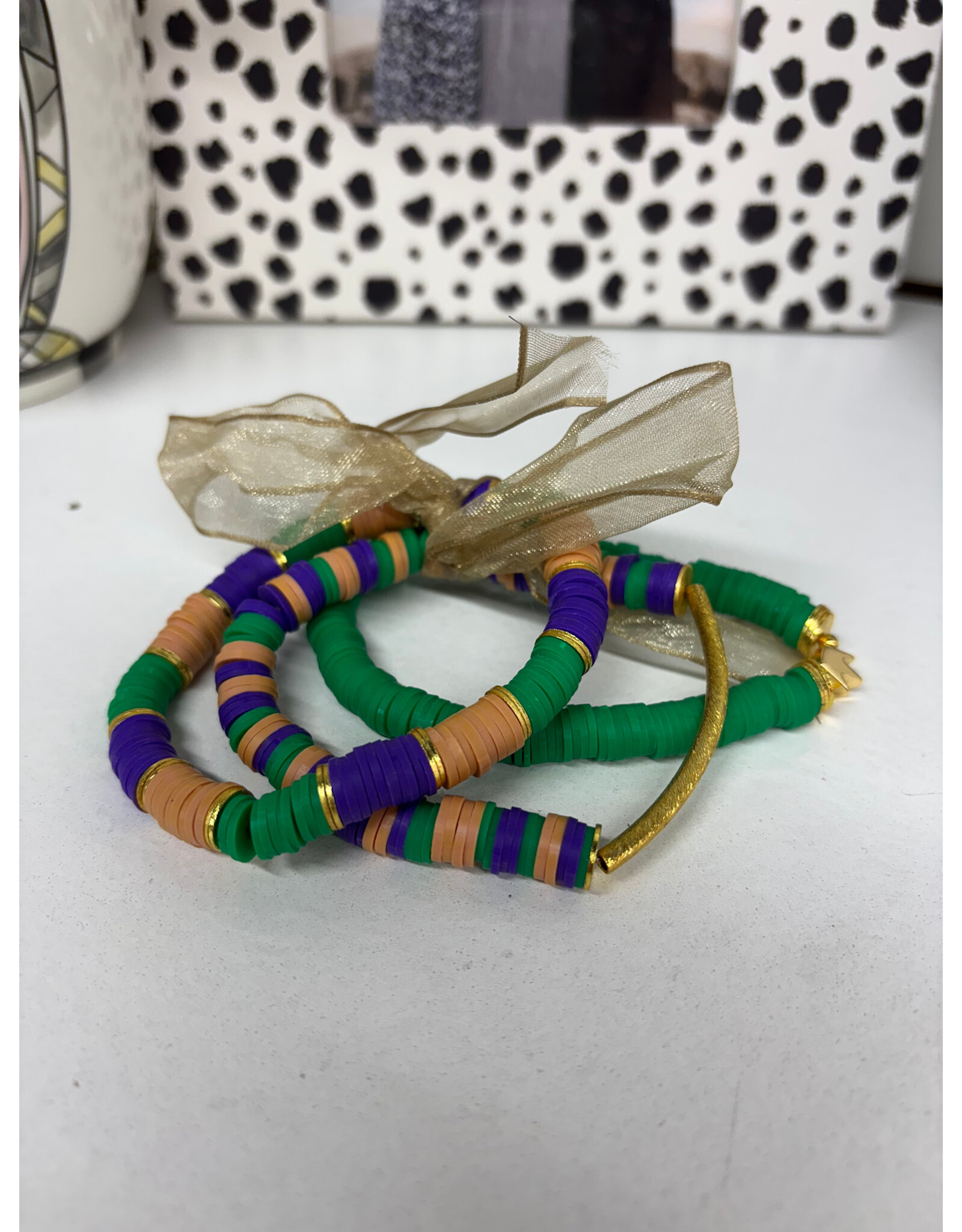 MM Custom Creations 3 Stack Mardi Gras Bracelets -Lrg