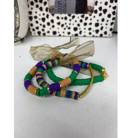 MM Custom Creations 3 Stack Mardi Gras Bracelets -Lrg