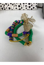 MM Custom Creations 3 Stack Mardi Gras Bracelets -Lrg
