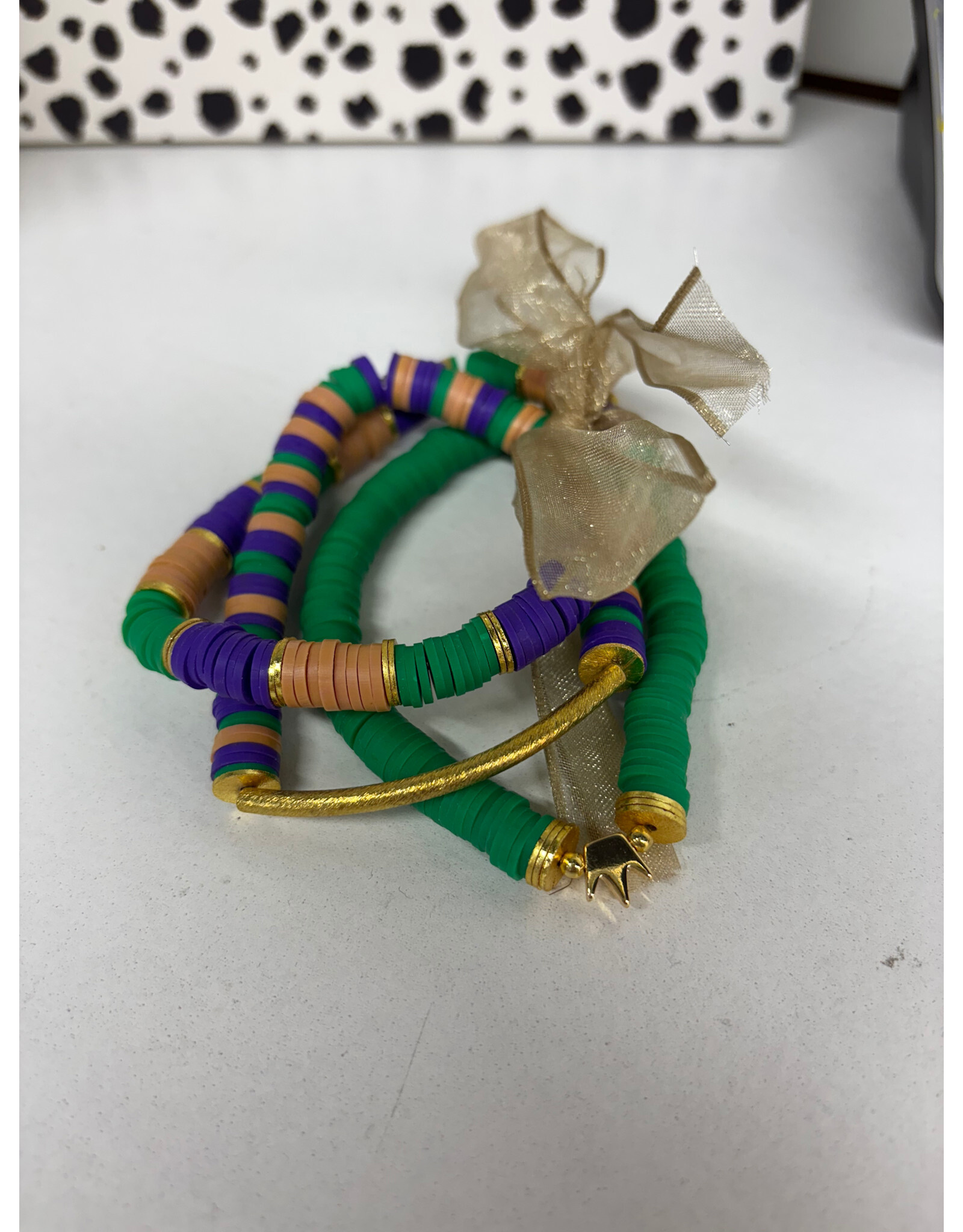 MM Custom Creations 3 Stack Mardi Gras Bracelets -Lrg
