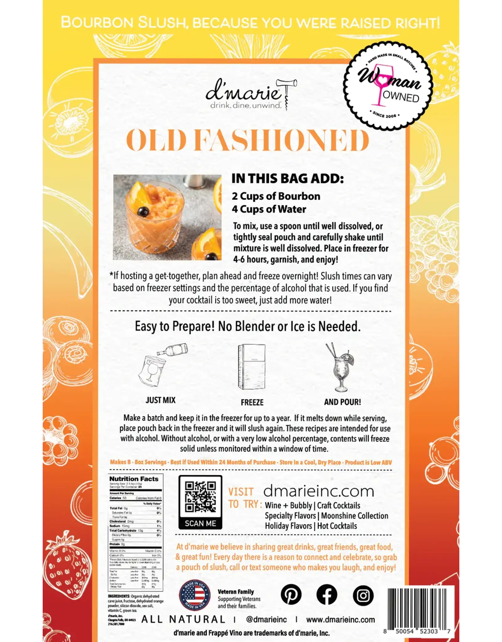 d'Marie/Portico Collection Old Fashioned Cocktail Slush Mix