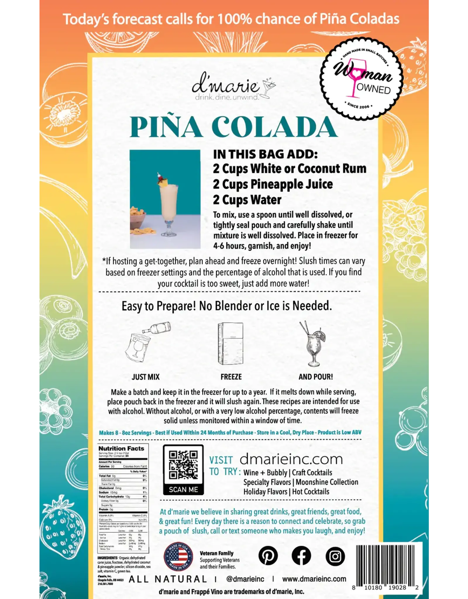 d'Marie/Portico Collection Piña Colada Cocktail Slush Mix