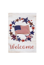 Evergreen Enterprises American Star Wreath Burlap Garden Flag