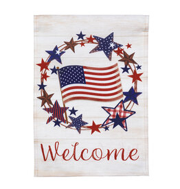 Evergreen Enterprises Americana Star Wreath Burlap Garden Flag