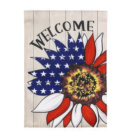 Evergreen Enterprises Patriotic Sunflower Burlap Garden Flag