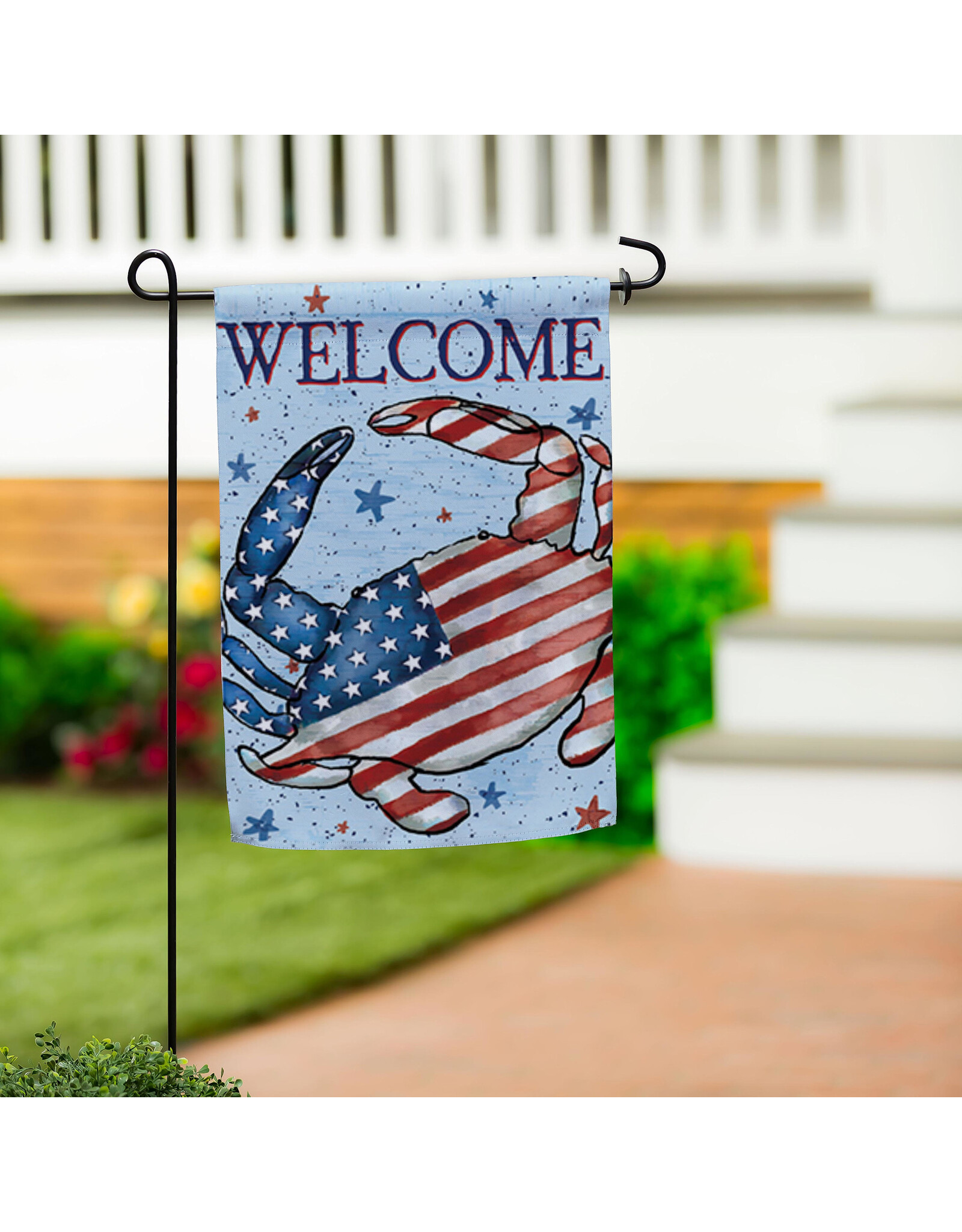 Evergreen Enterprises Patriotic Crab Suede Garden Flag