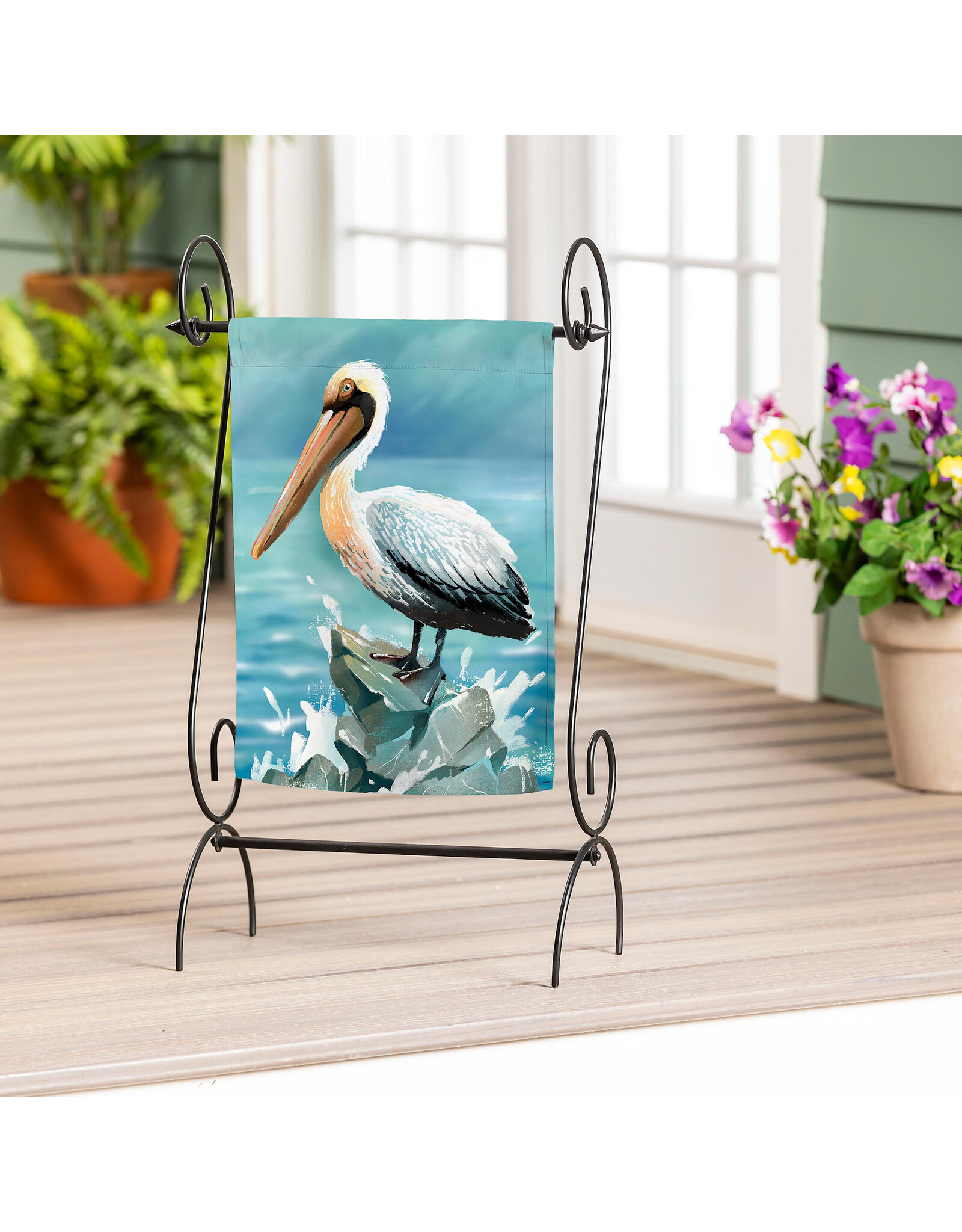 Evergreen Enterprises Summer Pelican Suede Garden Flag