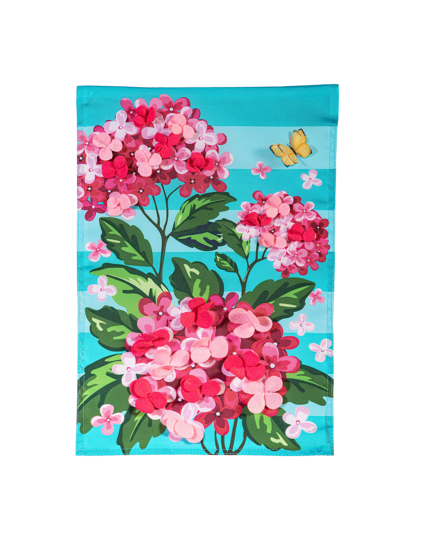 Evergreen Enterprises Pink Hydrangeas Applique Garden Flag