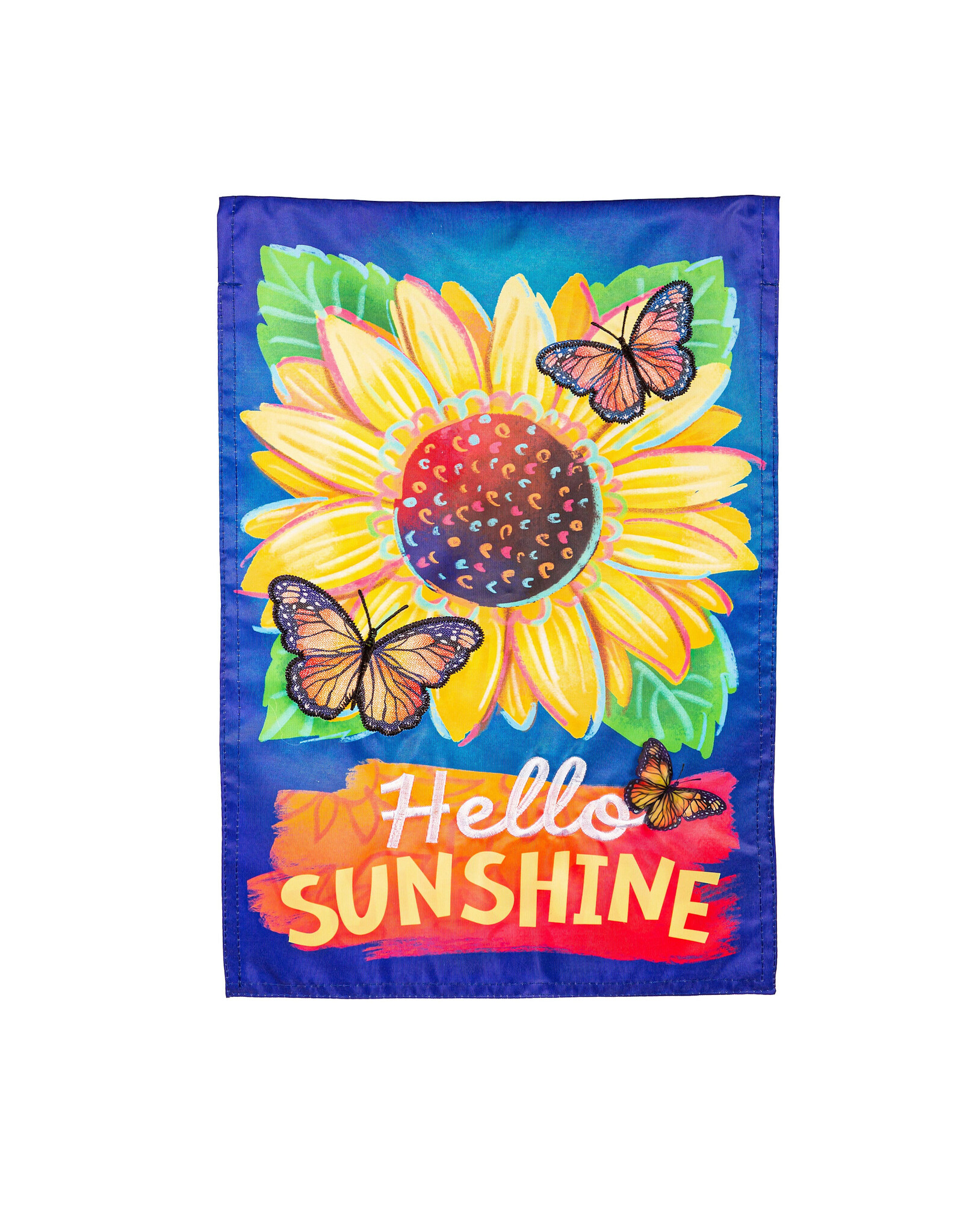 Evergreen Enterprises Hello Sunshine and Butterflies Applique Garden Flag