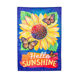 Evergreen Enterprises Hello Sunshine and Butterflies Applique Garden Flag