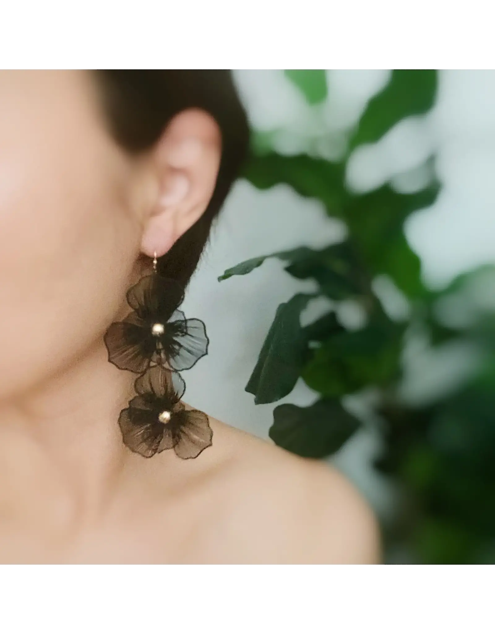 Ellison & Young/Faire Royal Garden Double Bloom Earrings - Classy Black