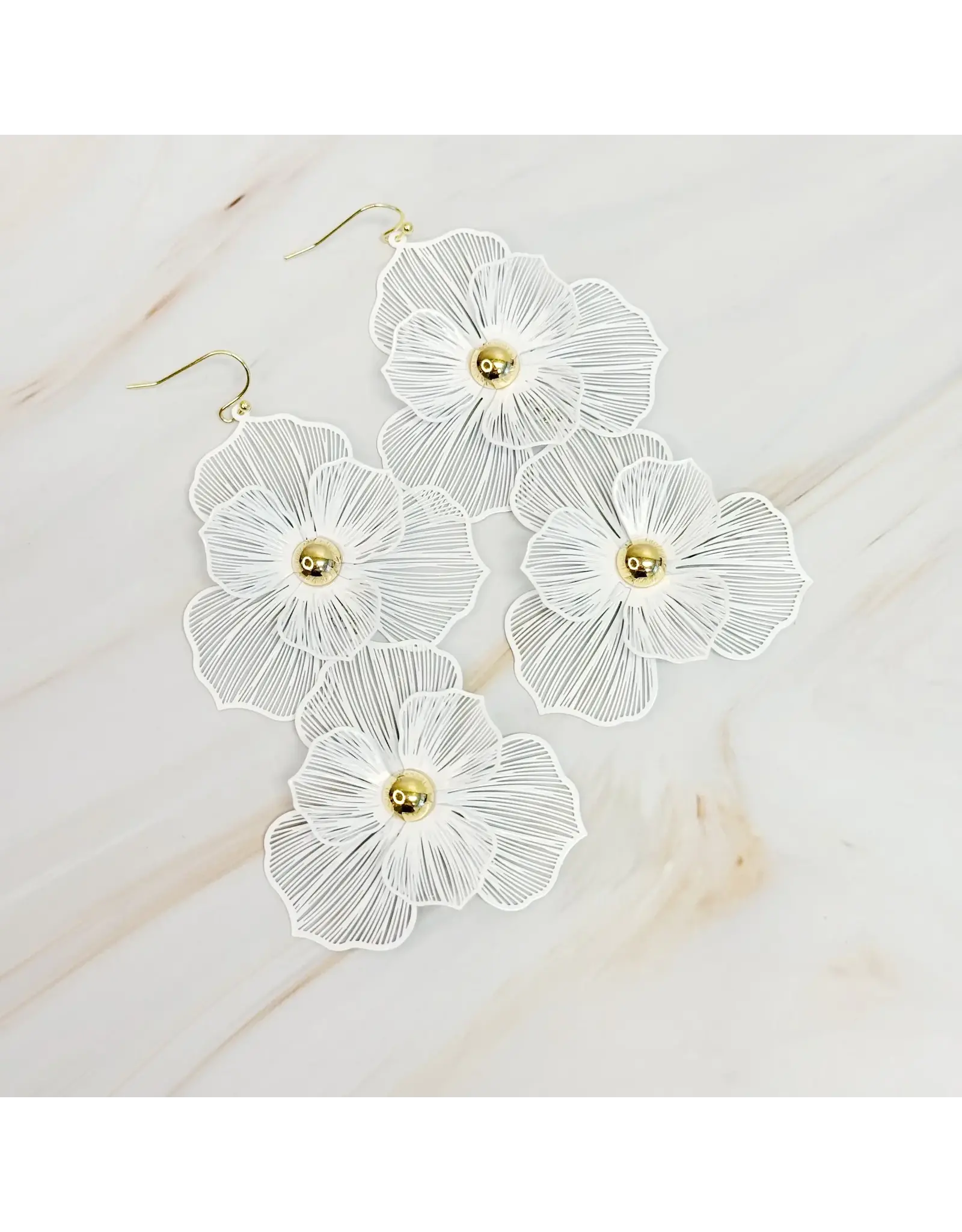 Ellison & Young/Faire Royal Garden Double Bloom Earrings - Noble White