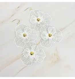 Ellison & Young/Faire Royal Garden Double Bloom Earrings - Noble White