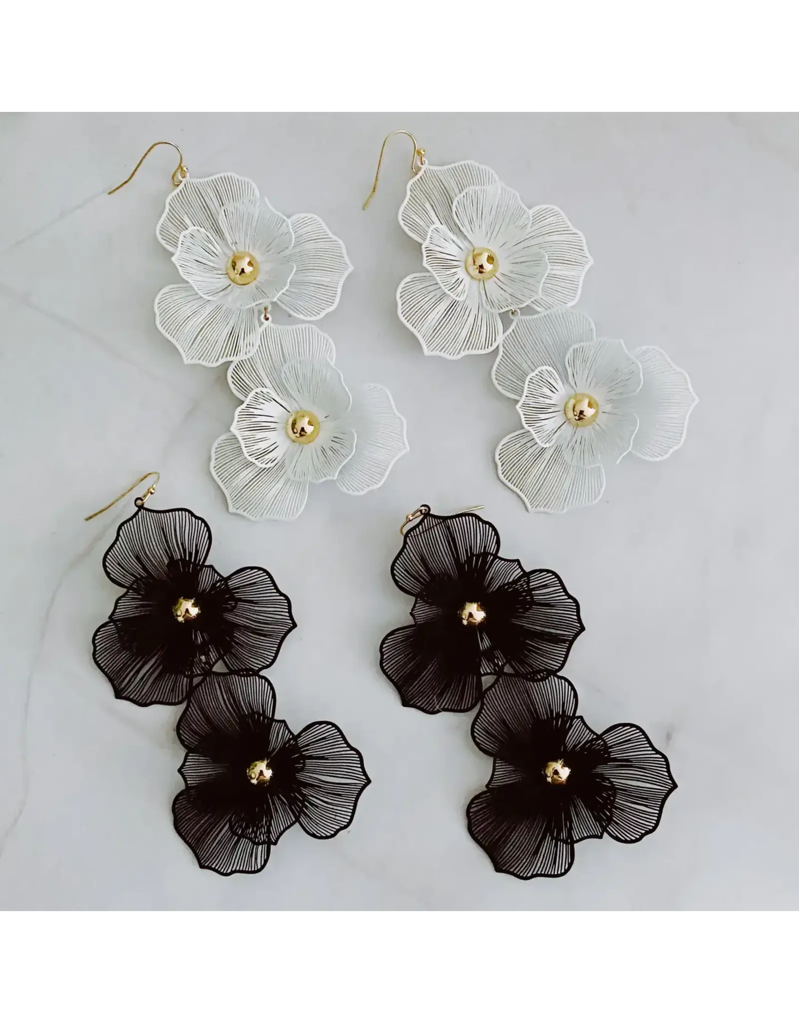 Ellison & Young/Faire Royal Garden Double Bloom Earrings - Noble White