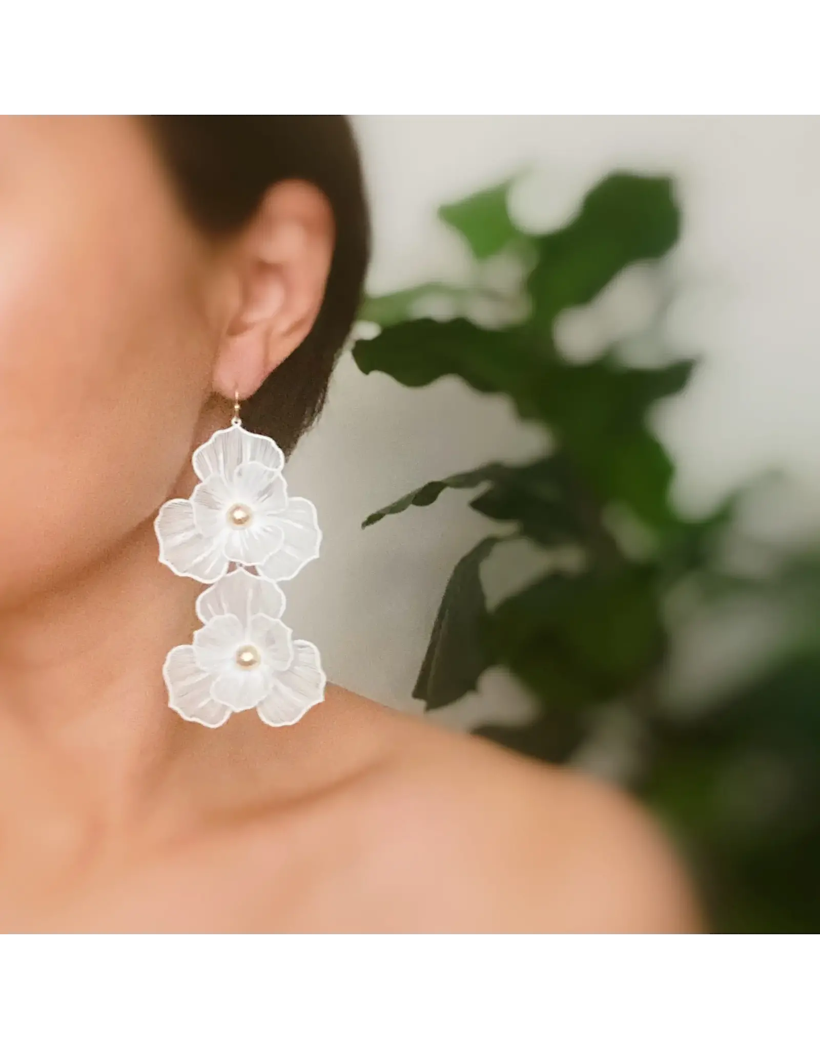 Ellison & Young/Faire Royal Garden Double Bloom Earrings - Noble White