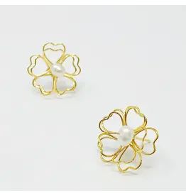 Ellison & Young/Faire Heart Petals with Freshwater Pearl Earrings
