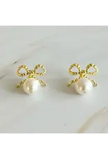 Ellison & Young/Faire Dangle Pearl Antique Bow Earrings