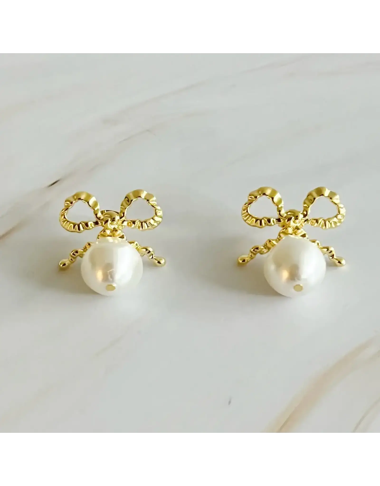 Ellison & Young/Faire Dangle Pearl Antique Bow Earrings