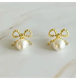 Ellison & Young/Faire Dangle Pearl Antique Bow Earrings