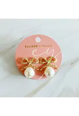 Ellison & Young/Faire Dangle Pearl Antique Bow Earrings