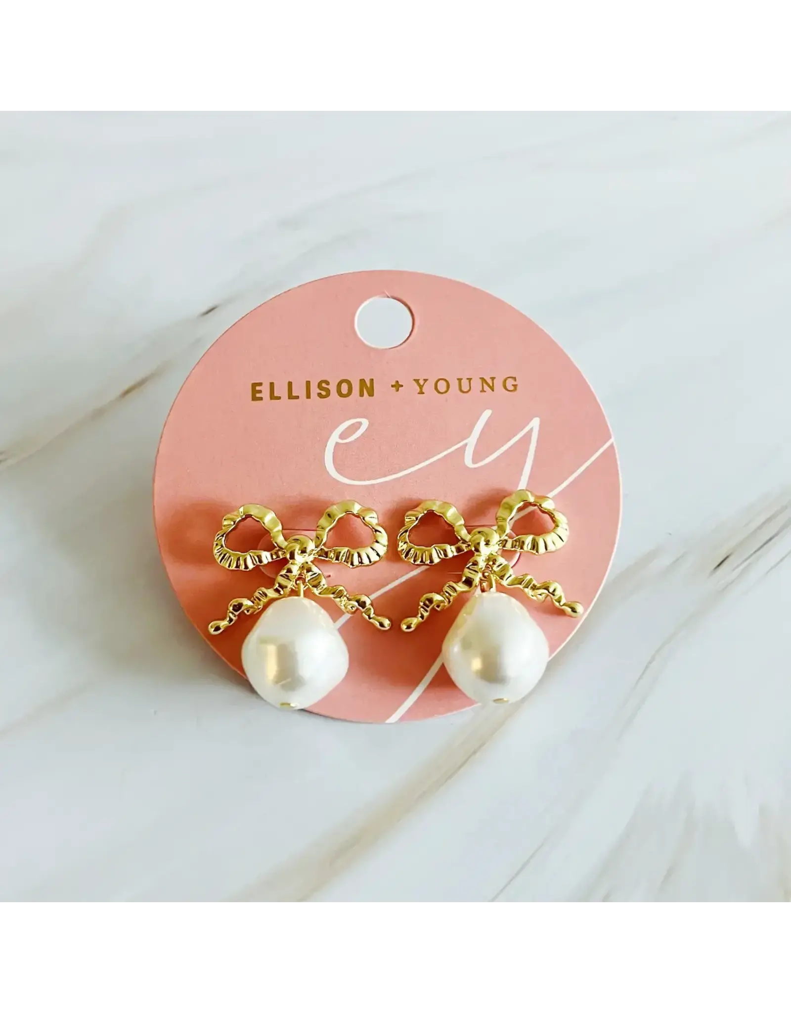 Ellison & Young/Faire Dangle Pearl Antique Bow Earrings