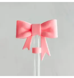 Harris Girls & Co. Straw Cover "Large Light Pink Bow"