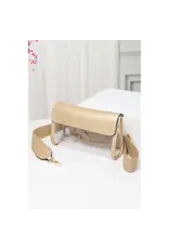 Hana/Faire Solid Trim Clear Stadium Crossbody Bag - Gold