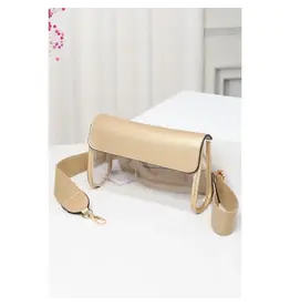 Hana/Faire Solid Trim Clear Stadium Crossbody Bag - Gold